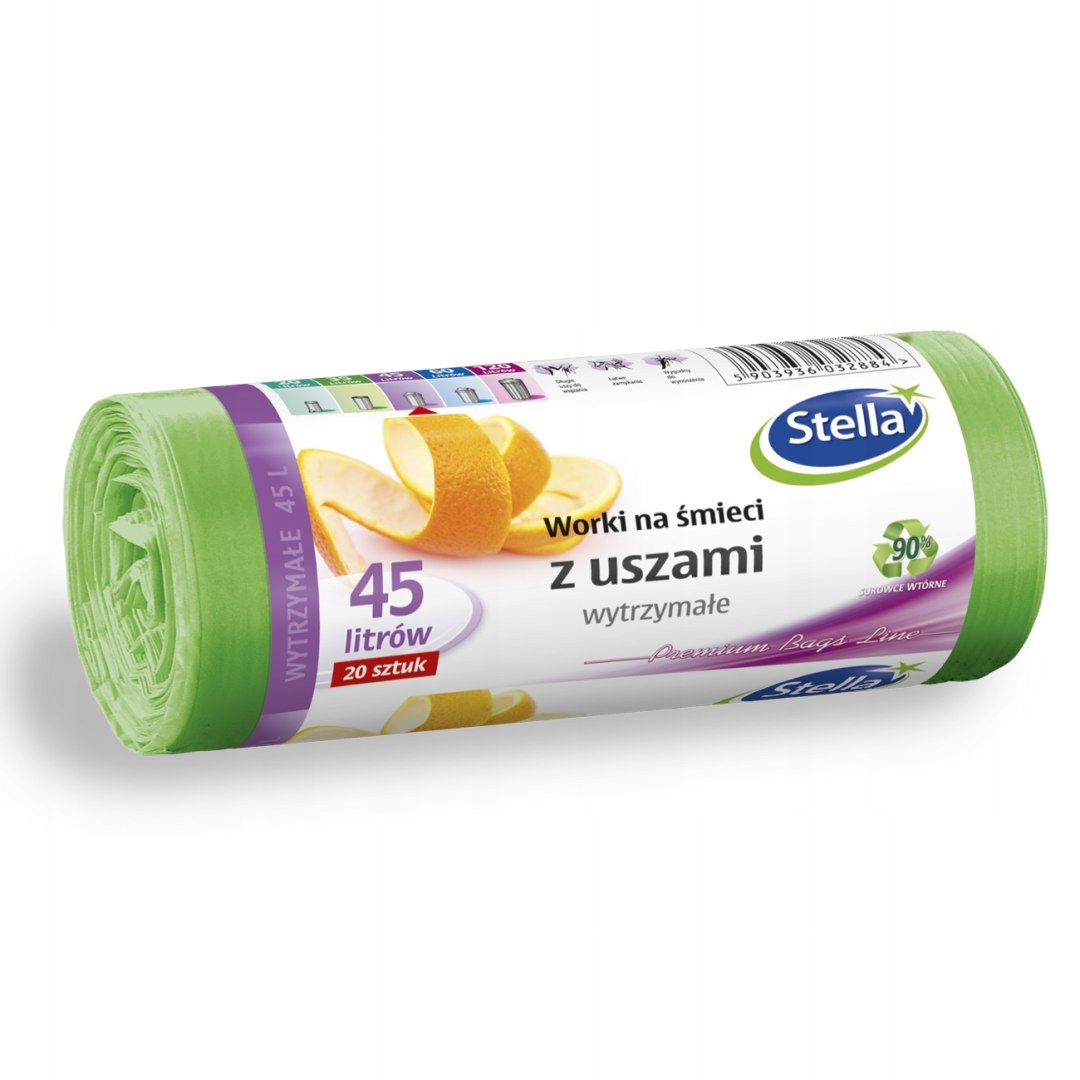 

Worki na śmieci Wytrzymałe z uszami 45L 20 szt