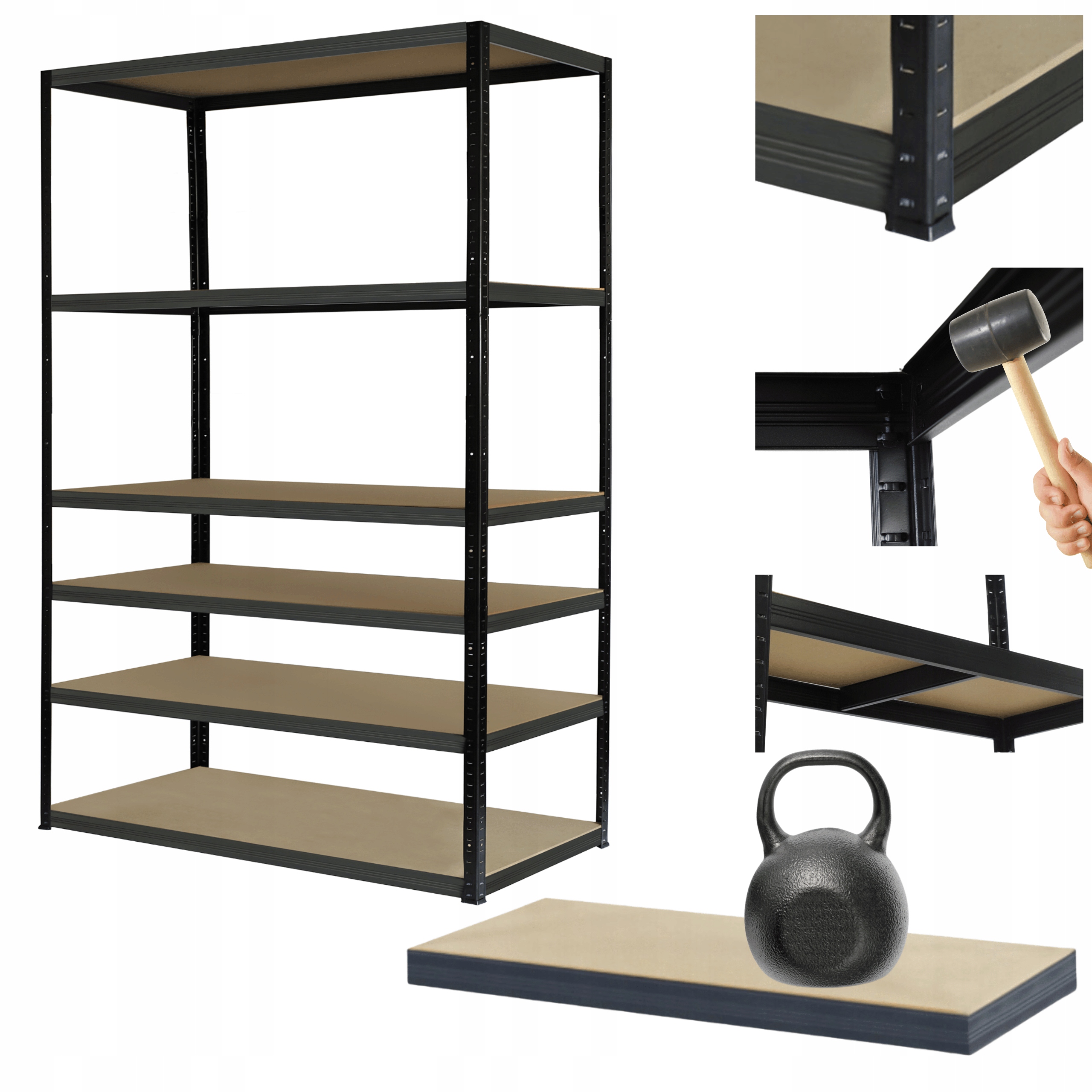 Kovový regál Premium Black stojan Helios 213x75x40 cm 6Px175kg 300TYS War