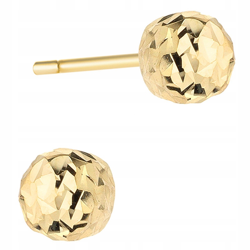 Zlaté Náušnice pr. 585 Diamantové Kuličky 8mm 14k
