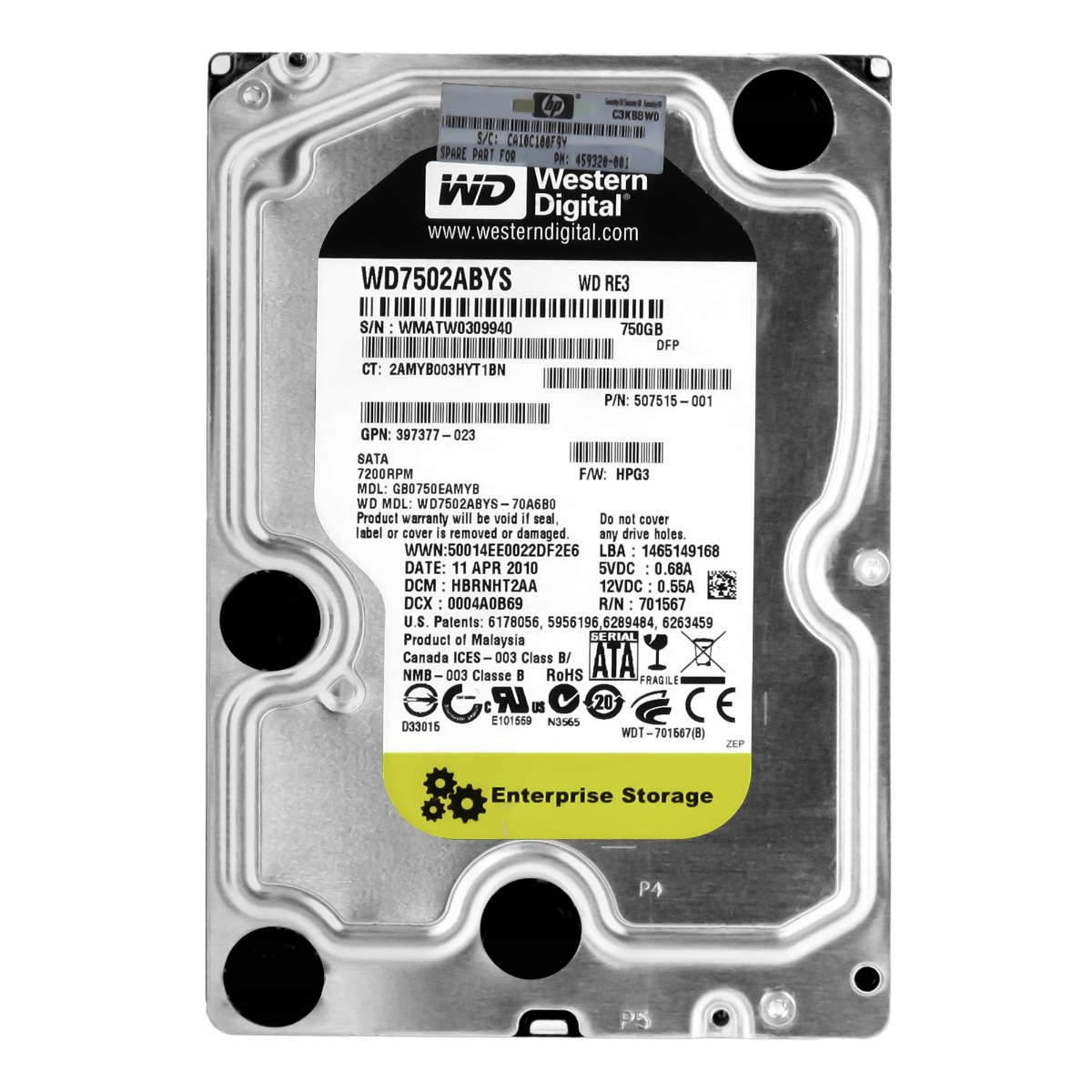 Hp 507515-001 750GB 7.2K 32MB Sata II 3.5'' GB0750EAMYB