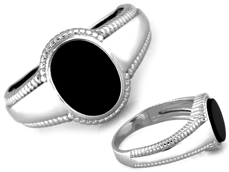 Stříbrný prstýnek prsten 925 s onyxovým očkem 5.24 g r27 nás dárek