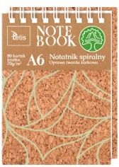 Kołonotatnik A6 80 k. 70 g. w kratkę oprawa korkowa twarda, Michalczyk i Pr