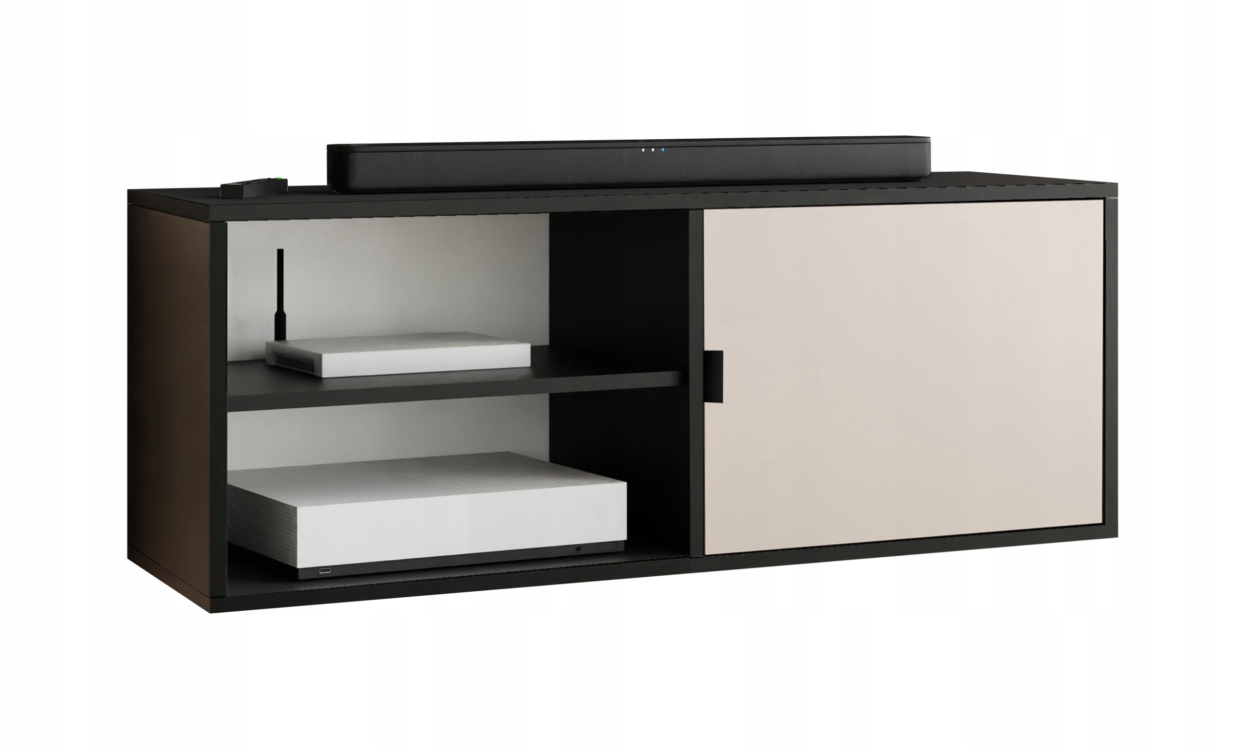 Rtv skříňka Luna 2 černá, otevřená, černá kašmír