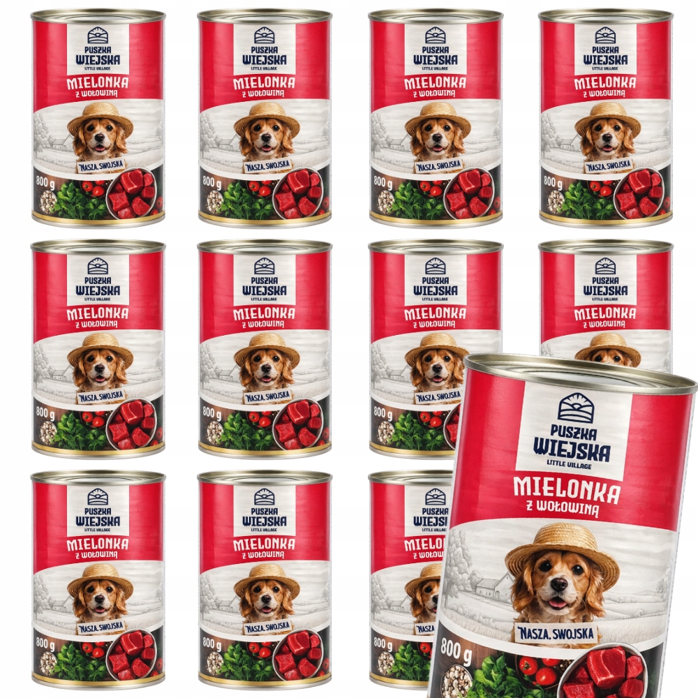 Krmivo Pro Psa Vlhké Krmivo Hovězí Maso Mleté 12x800 g Plechovka Venkovská
