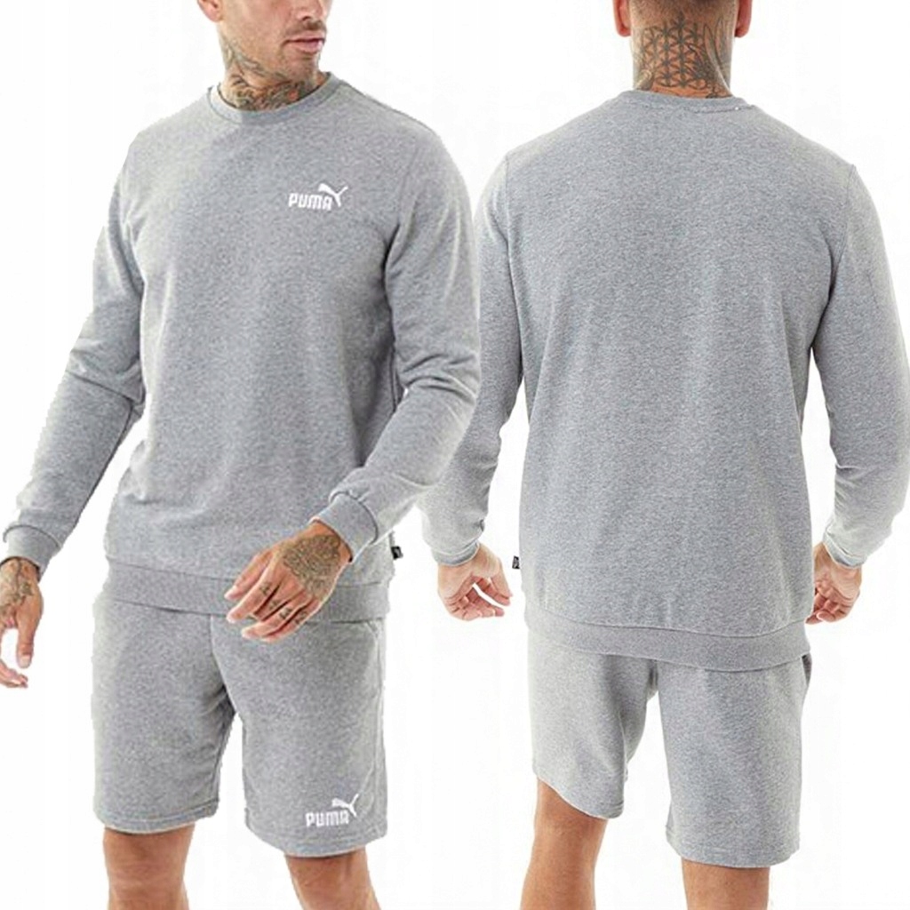 Pánská tepláková souprava Puma šedá mikina mikina kraťasy kapsy 847419 03 S