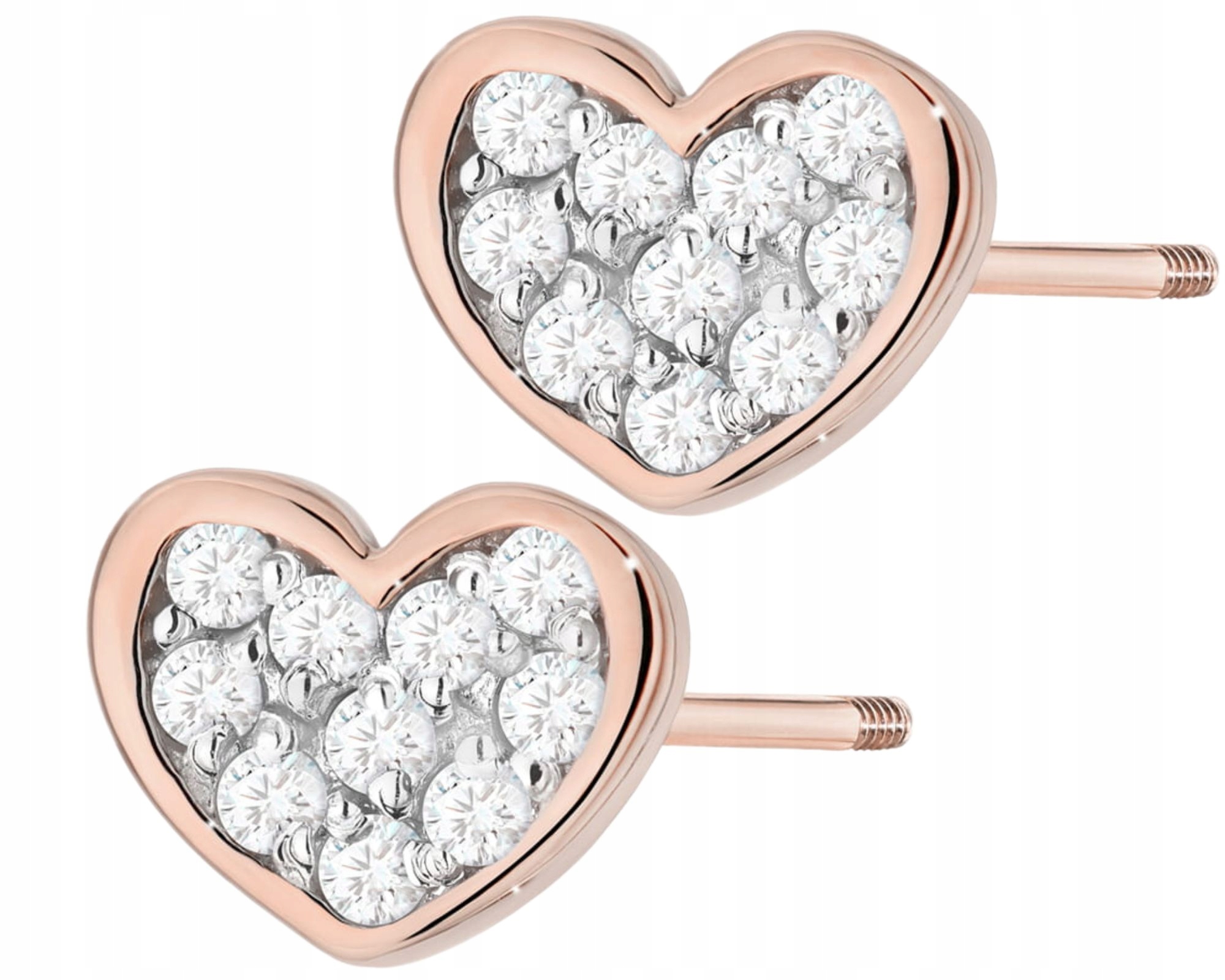 Růžové Zlato Náušnice S Brilianty 585 Gravírování Dárek Šroubovací Tyčinka