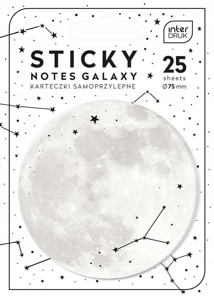 4x KARTECZKI SAMOPRZYLEPNE GALAXY KSIĘŻYC KOSMOS NOTES (09990SET4CZ) Marka Interdruk