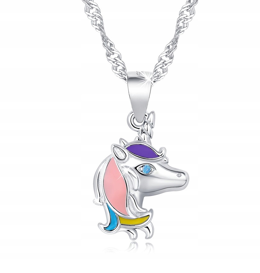 NASZYJNIK SREBRNY 925 JEDNOROŻEC DLA DZIEWCZYNKI - UROCZY DODATEK Marka Mennica Bydgoska