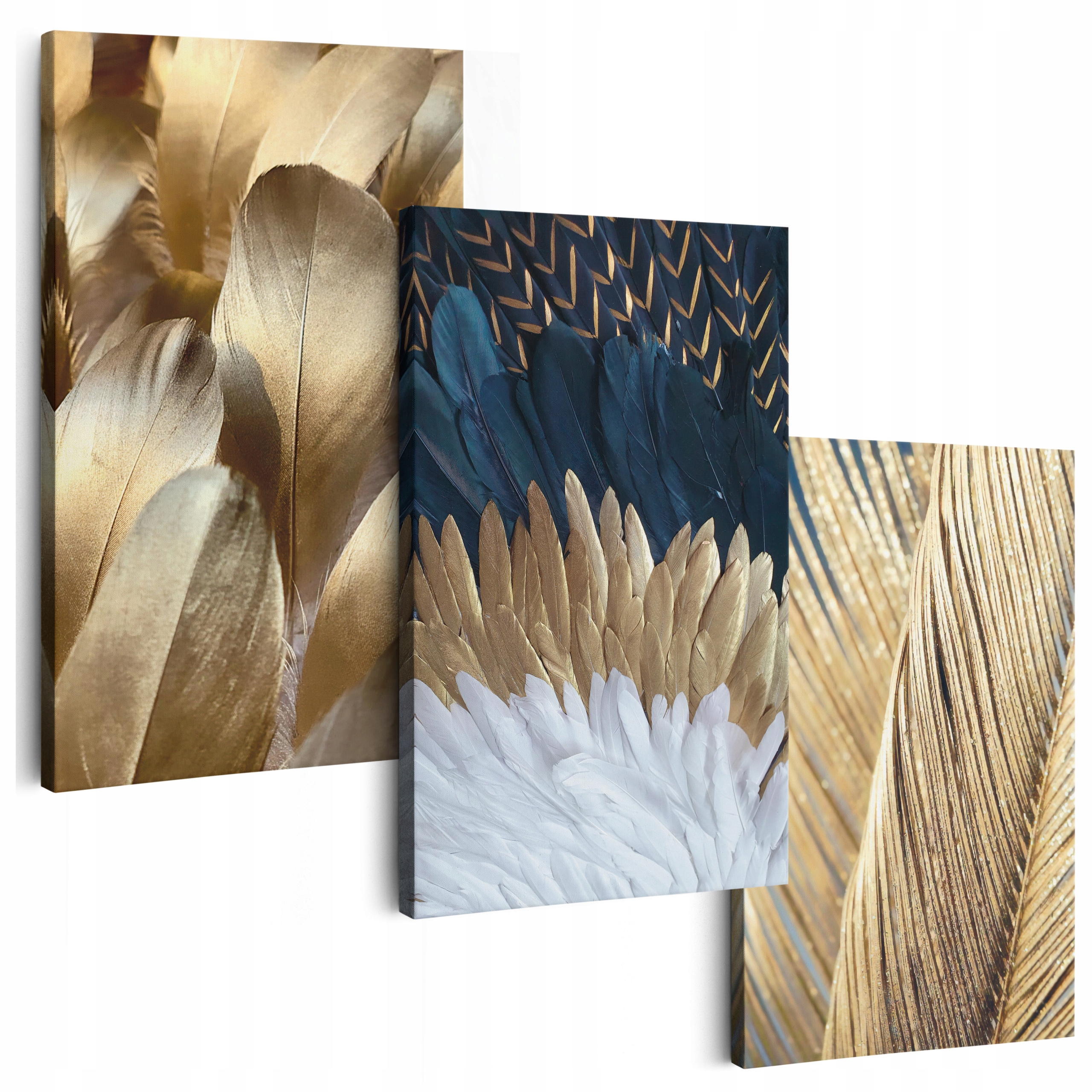 Obraz Na Plátne 180x70 cm Zlatý 3ks Obrazy do obývačky stena Tryptyk