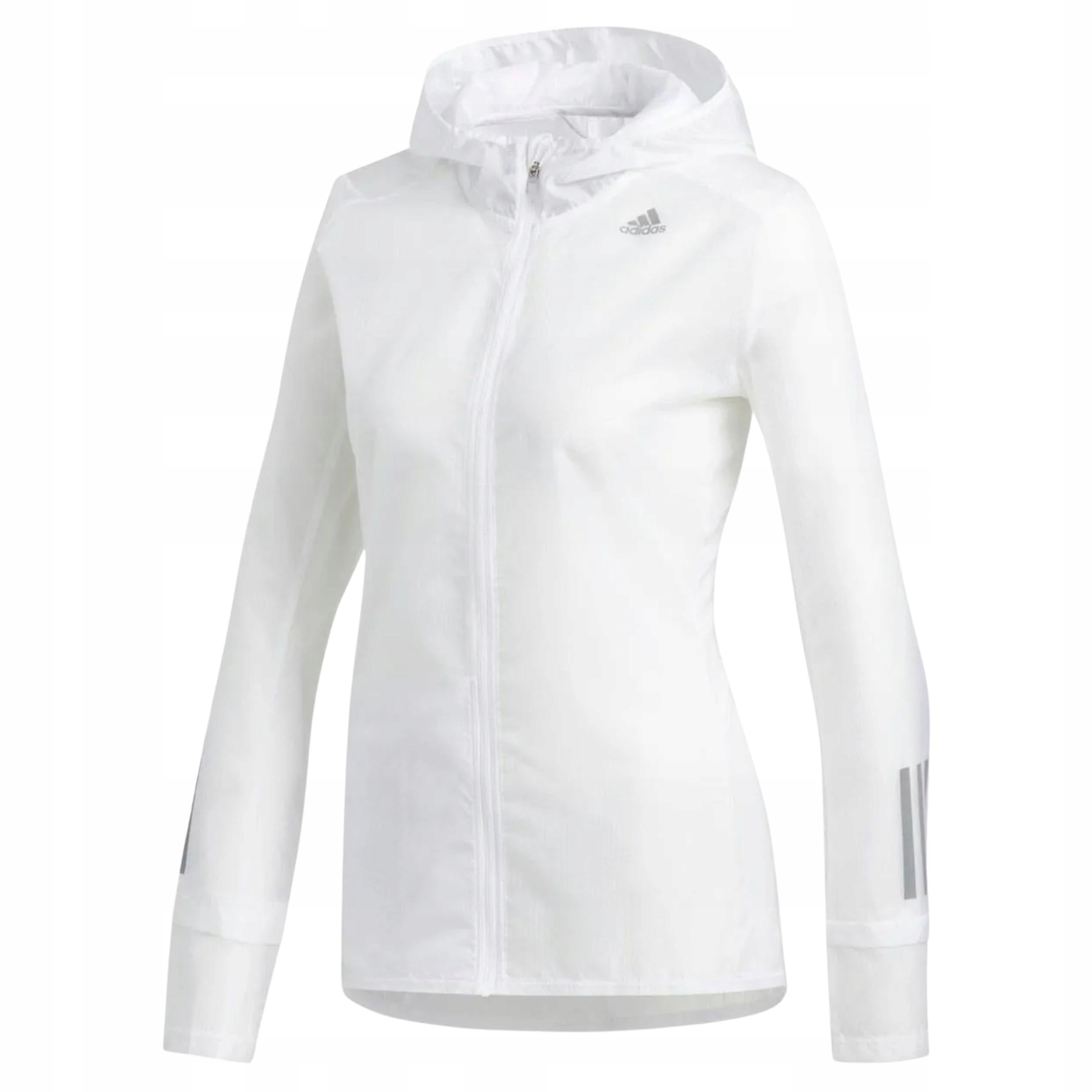 Damska kurtka wiatrówka z kapturem biała ADIDAS OWN THE RUN M
