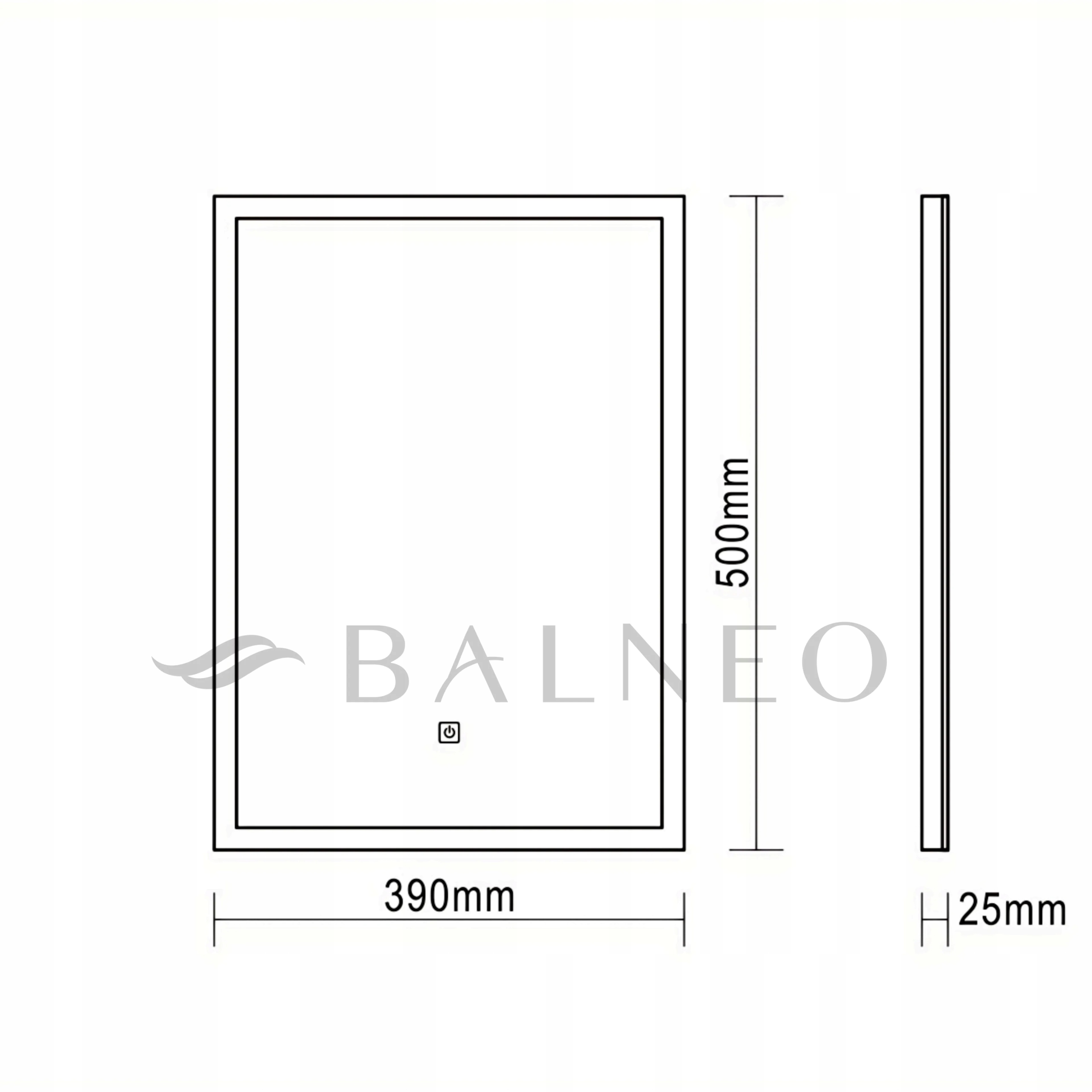 Lustro ścienne Balneo prostokąt 39 x 50 mm Materiał ramy metal