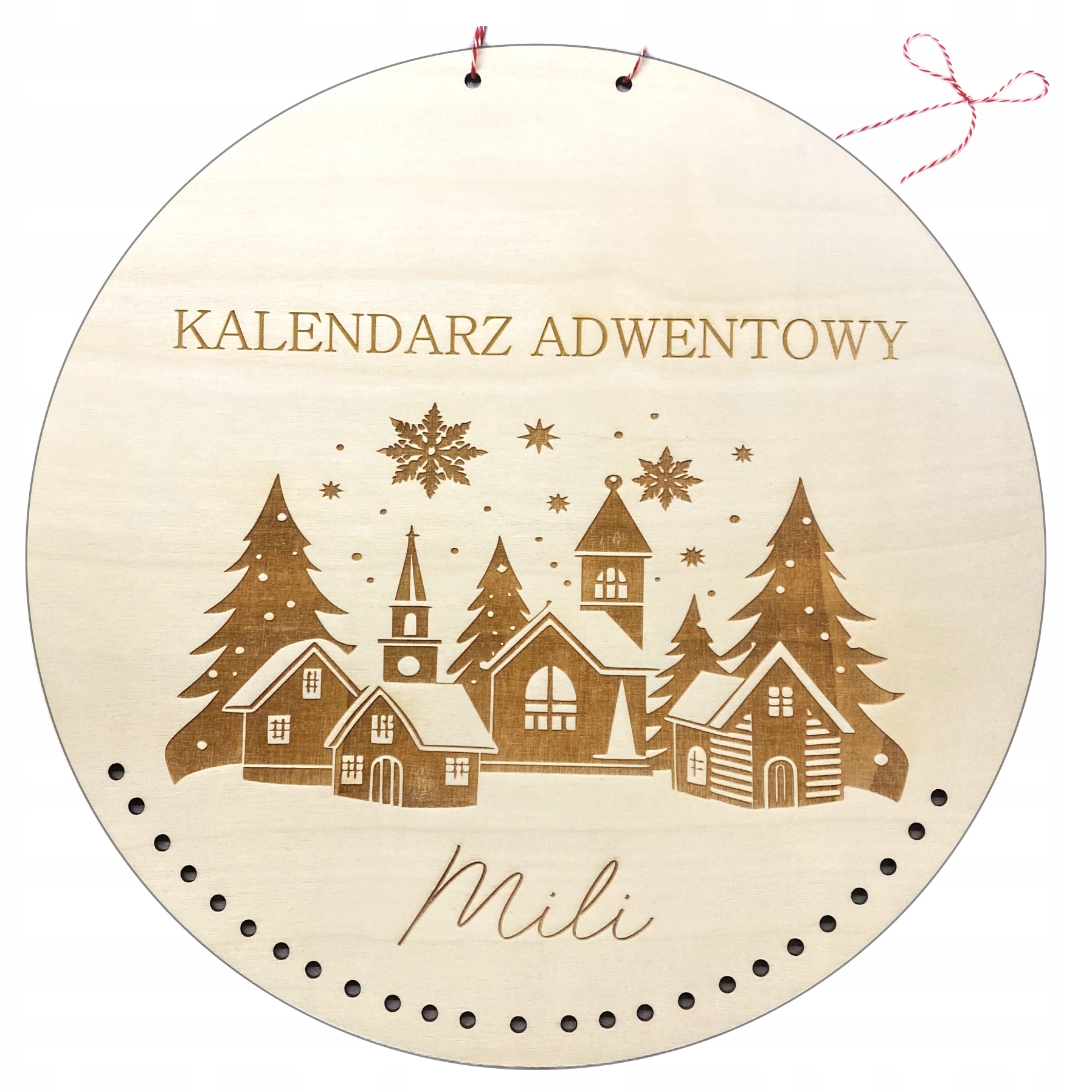 Dřevěný Adventní Kalendář Základna Tabulka S Gravírováním Jméno Dítěte 30 CM