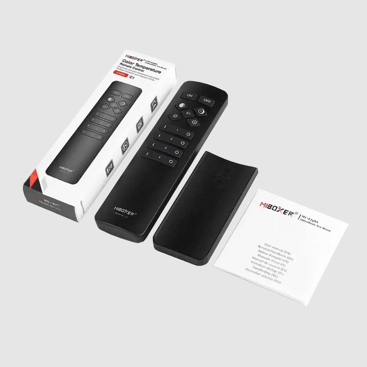 MiBoxer C1 Pilot 4-strefowy 2.4GHz Regulacja jasności i barwy bieli uchwyt Typ pilot