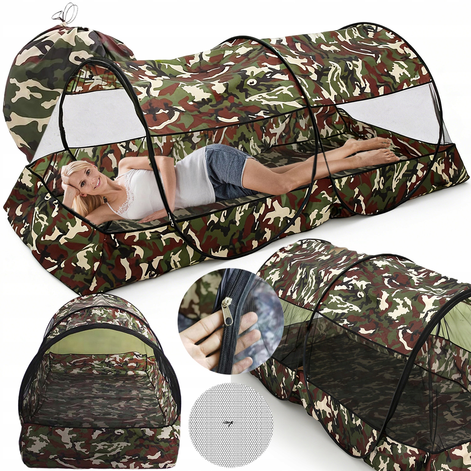 Stan Kempingový Stan Pro 1 Osobu Kamuflážní S Úložnou Taškou