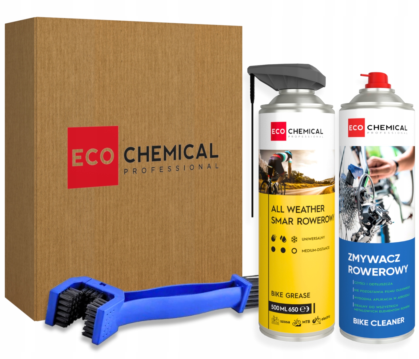 Zestaw Rowerowy Ecochemical Smar Uniwersalny 500ml Zmywacz Szczotka