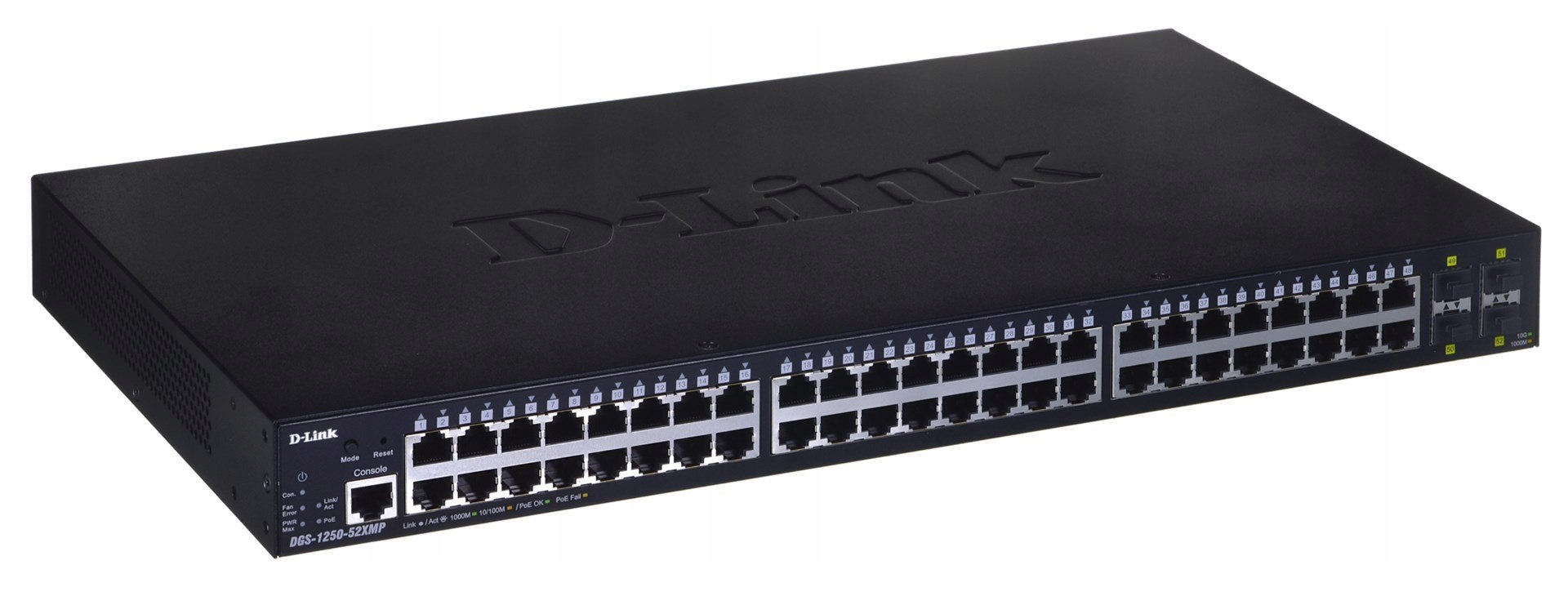D-Link Prepínač DGS-1250-52XMP, 48x Ge PoE+ a 4x Sfp+