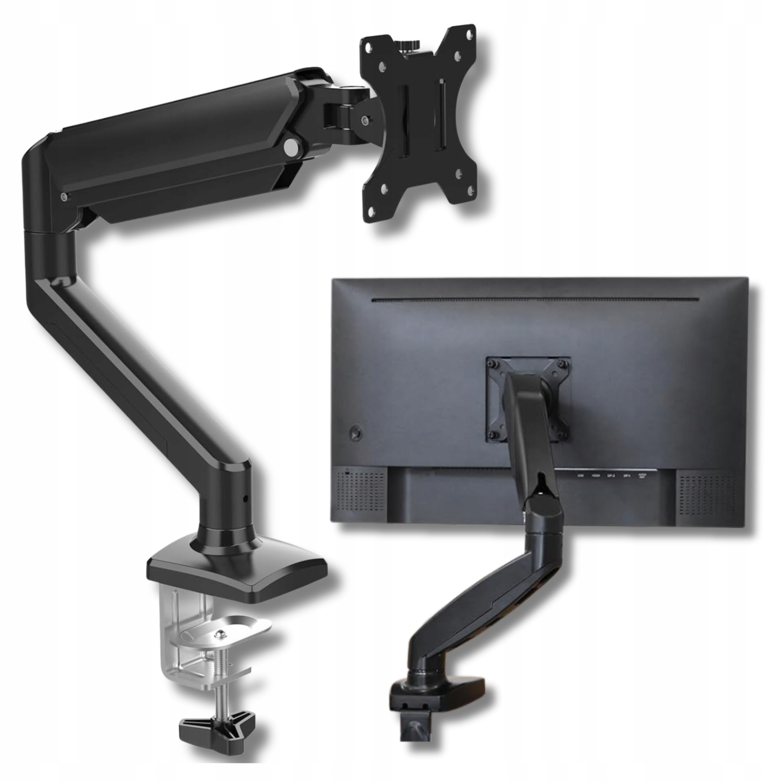 Držák pro monitor 13-32" Plynová pružina Vesa 75x75 100x100 Černý