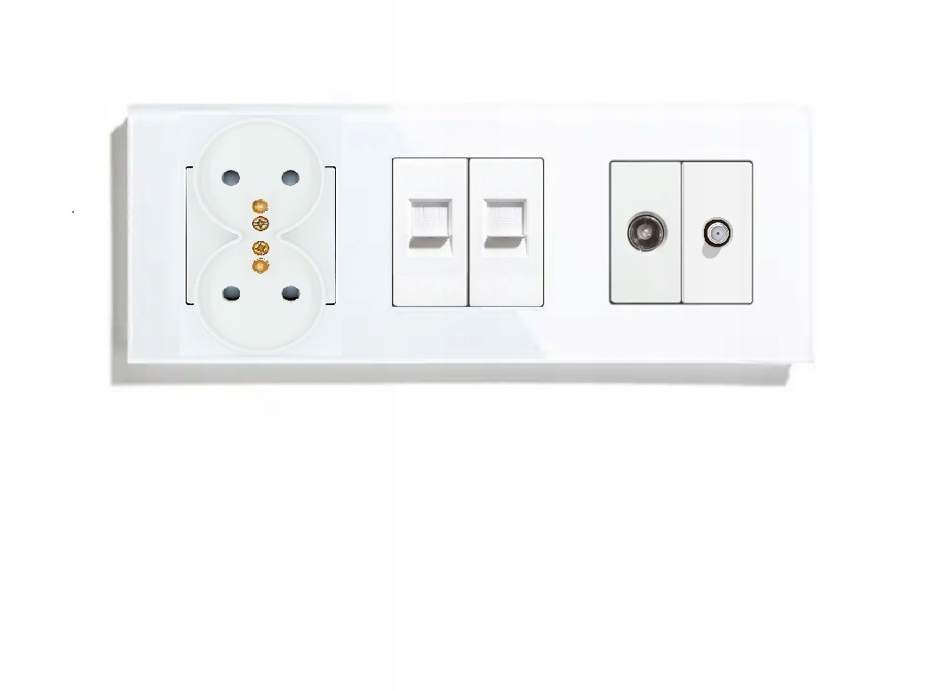 Elektrická Zásuvka Skleněná Trojitá Tv/internet