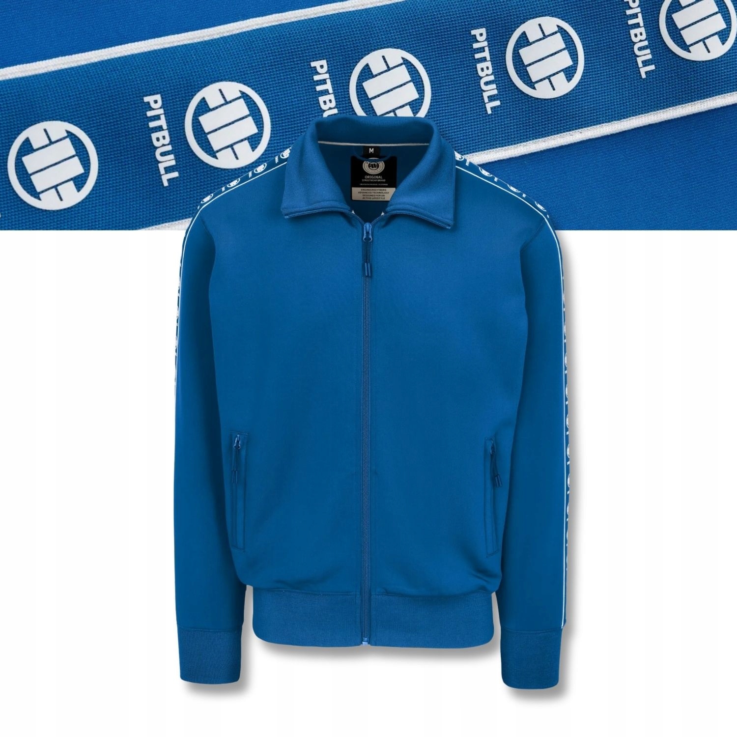 Pánská Rozepínací mikina Pitbull Oldschool Powers lampasy hladká matná XL