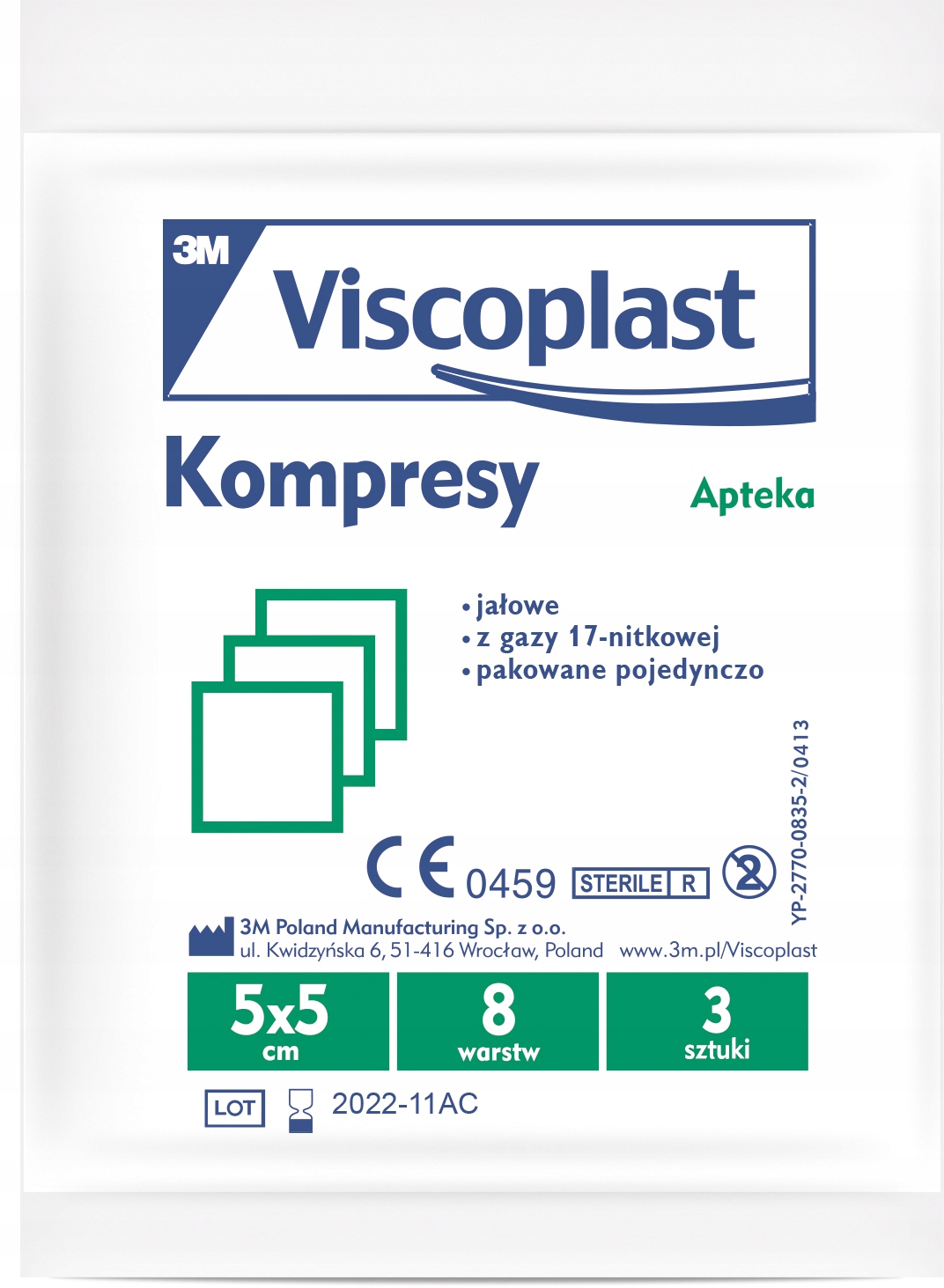 

Viscoplast Jalowe Kompresy Gazowe 5 x 5 cm 3 szt