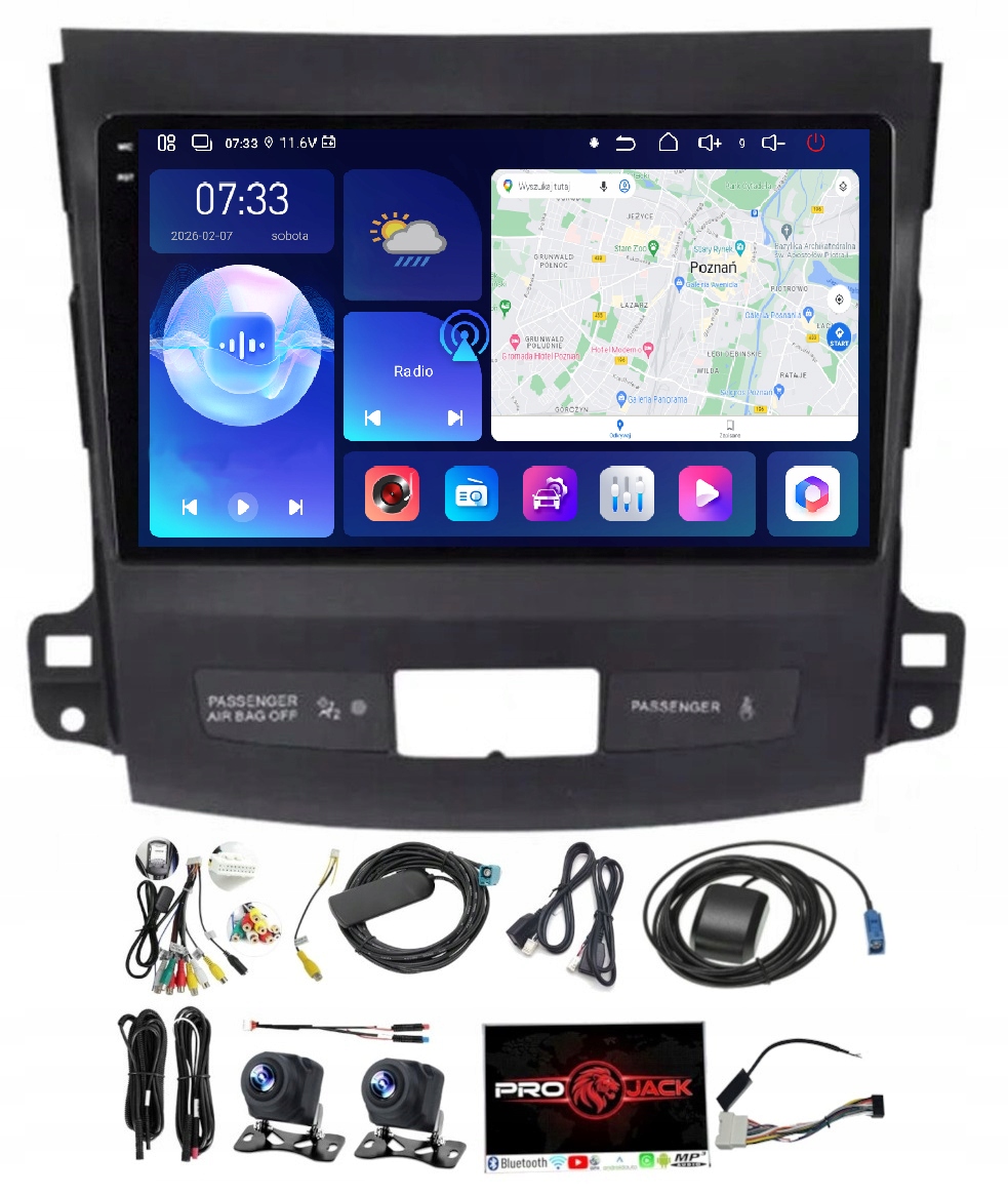 Gps Rádio Android Citroen C-crosser 2007-2012 Carplay 6GB 128GB Sim Modem