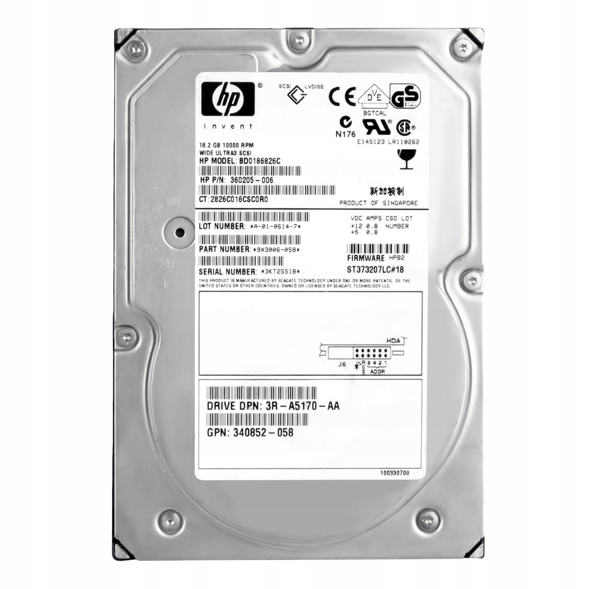 Hp 360205-006 18.2GB 10K 8MB Scsi Ultra3 3.5'' BD0186826C