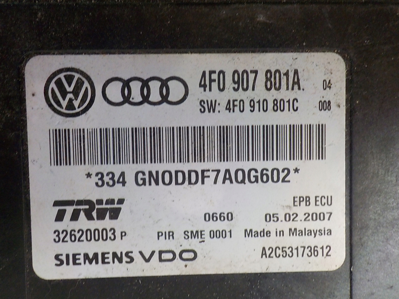 AUDI A6 C6 module electric brake 4F0907801A 4F0910801C