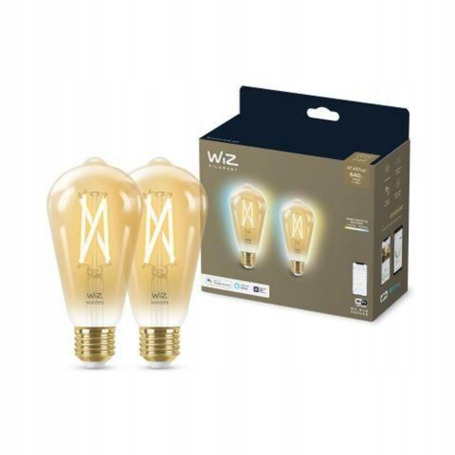WiZ Set 2x Led žárovka E27 ST64 Filmant amber 6,7W (50W) 640lm 2000-5000K I