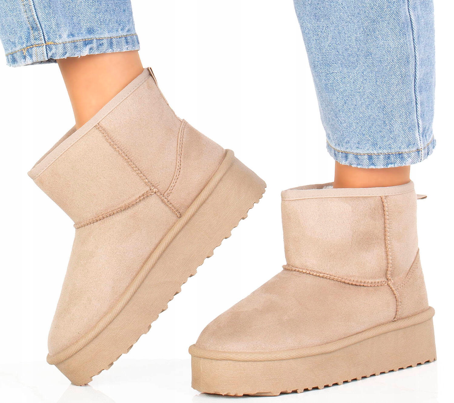 ŚNIEGOWCE BEŻOWE OCIEPLANE BOTKI PLATFORMA 41 Marka inna