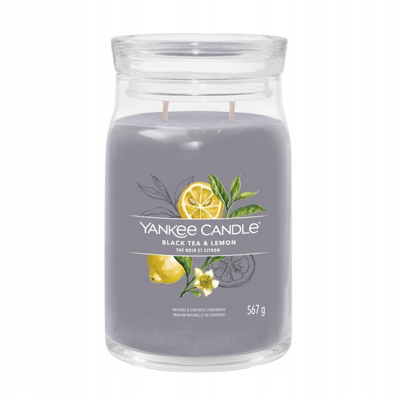 Yankee Candle Signature Black Tea and Lemon velká vonná svíčka 567 g