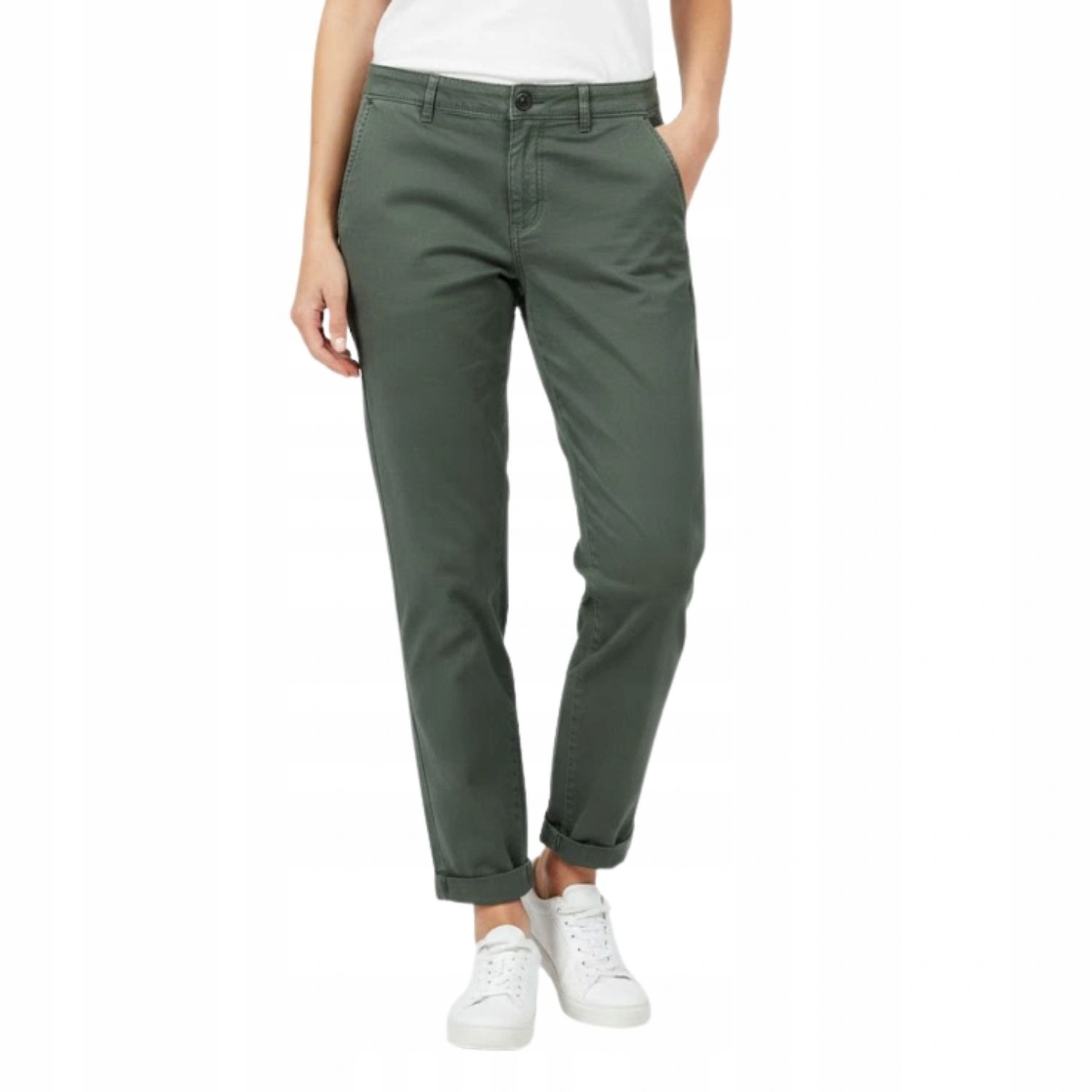 Dámské kalhoty Pepe Jeans Maura středního stavu, zelené, chinosy W31