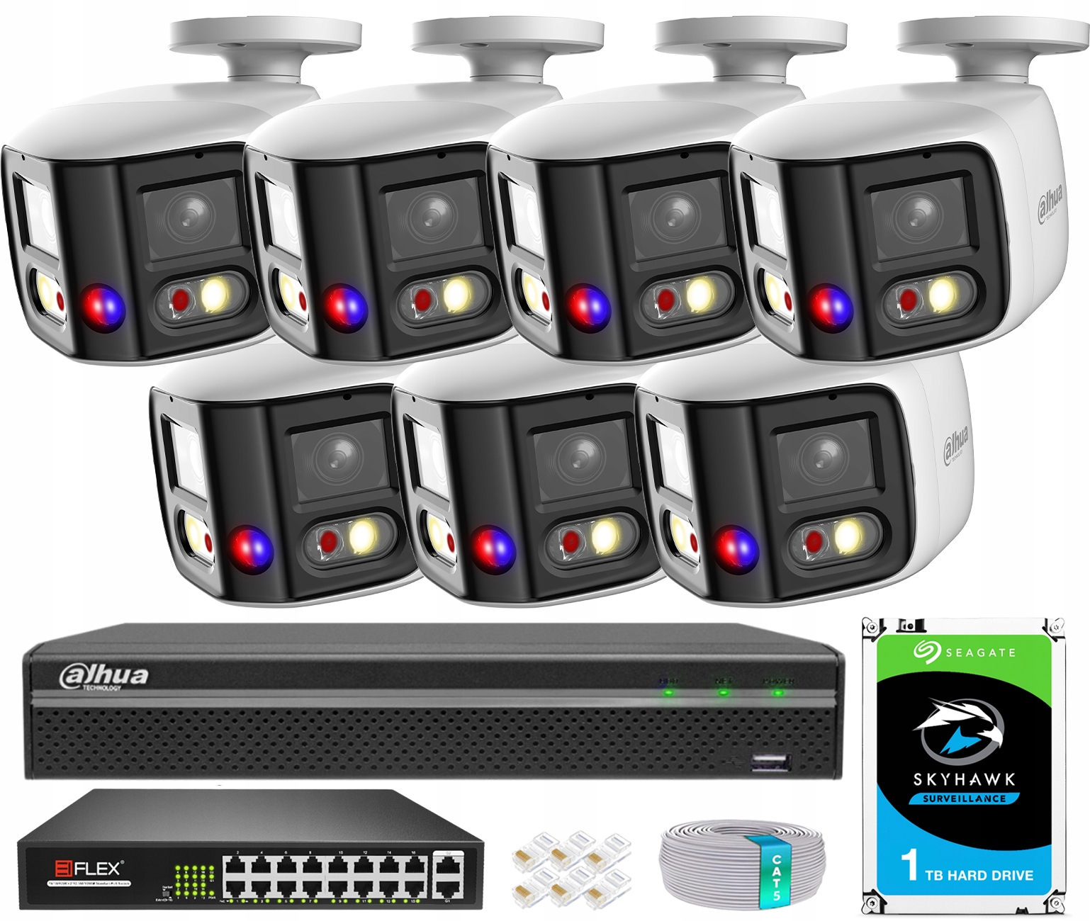 8Mpx monitorovacia sada TiOC 7 Ip kamera Dahua Smart Dual Light Deň/Noc