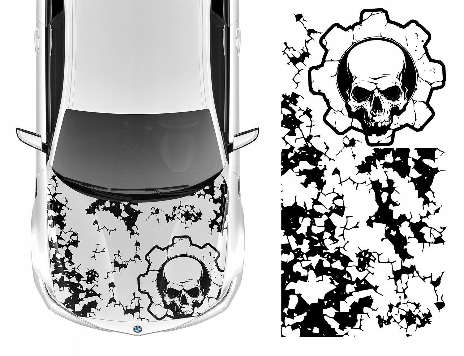 Samolepka Grafika na auto Masku Motiv Abstrakce Lebka 92x184