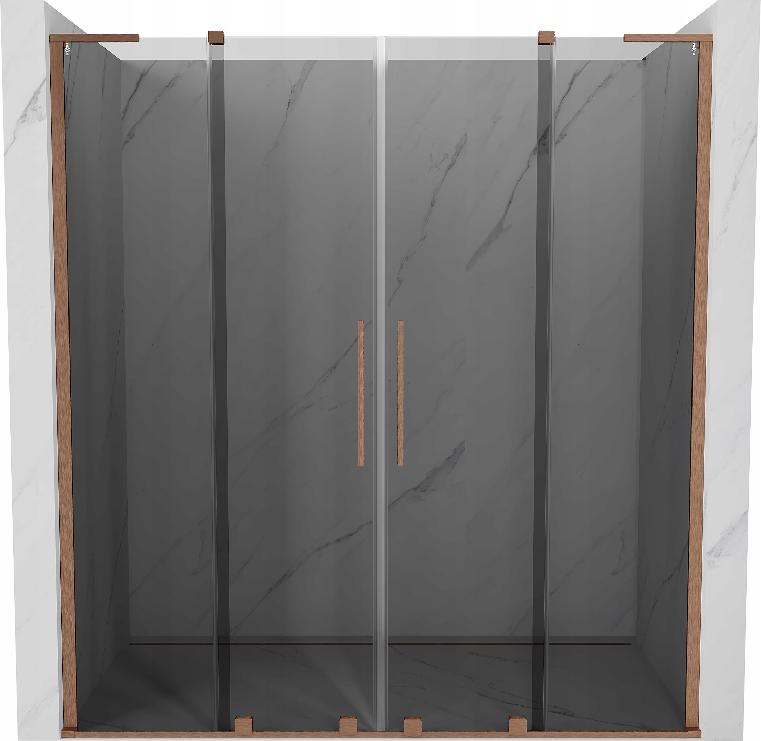 Mexen Velar L Duo 200cm sprchové dveře, grafit/měď, posuvné