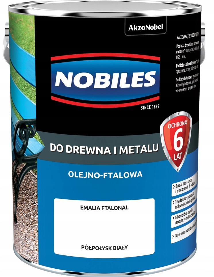 Nobiles Ftalonal Ftalowa Biały Półpołysk 5L