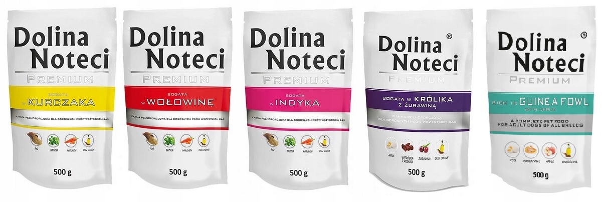 Levně Vlhké krmivo pro psy Dolina Noteci Premium MIX Chutí 30x500 g Bez Obilovin