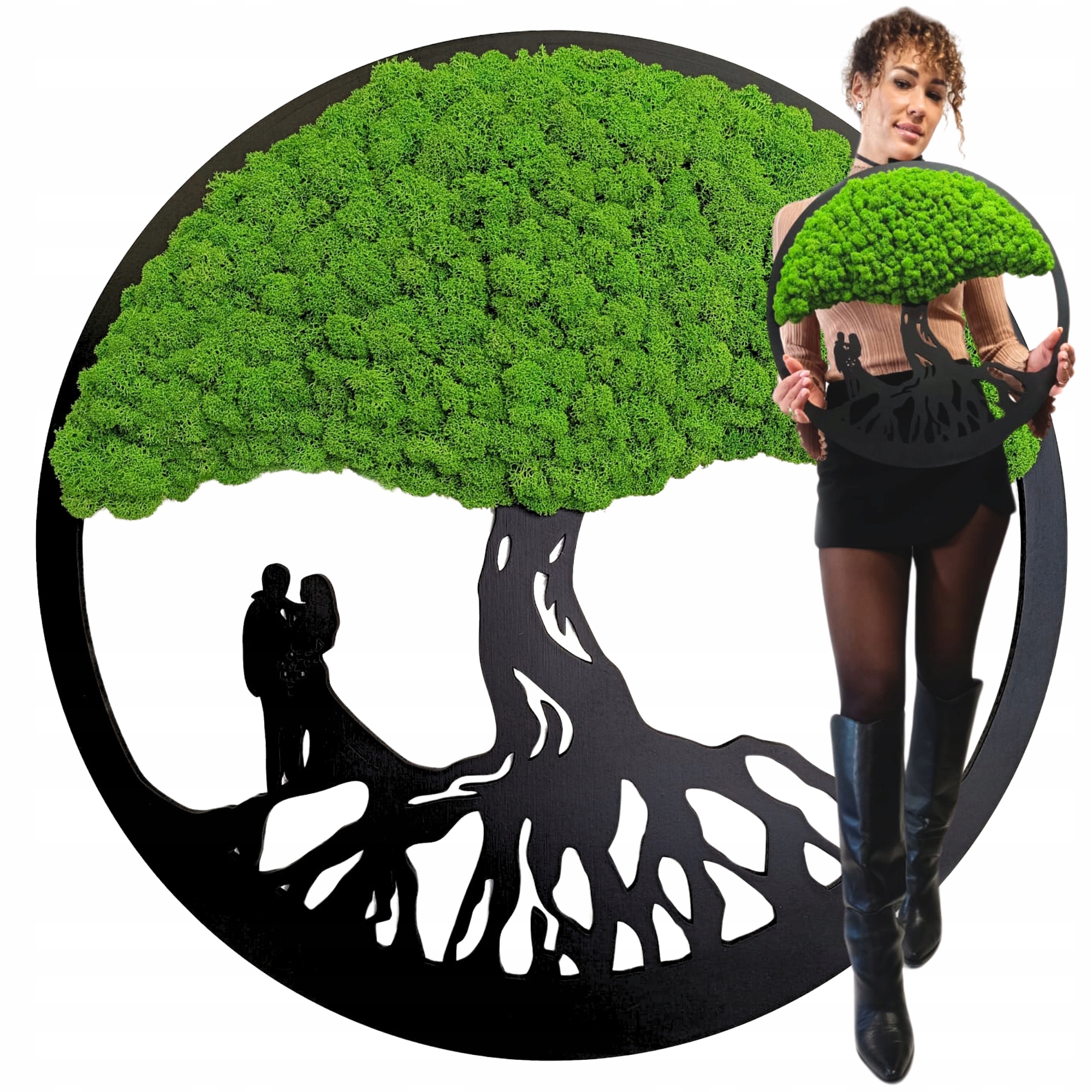 Obraz Z Mechu strom štěstí života Chrobotek 50 cm Dárek na svatba svatební hostina