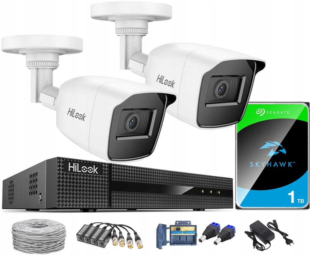 Sada pro monitorování 2 kamer 5Mpx HiLook na kroucený kabel Ahd