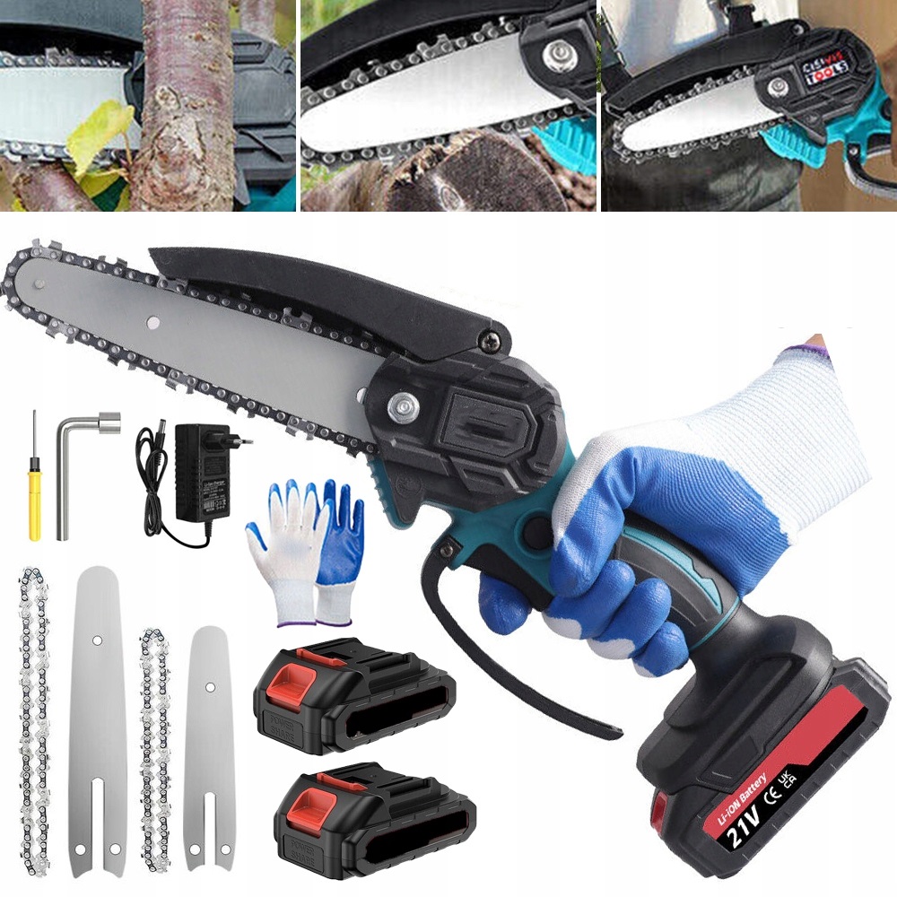 Řetězová Pila Akumulátorová Mini Větvová Pila 2XAKU 4+6"