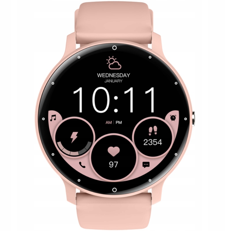 Dámské hodinky Chytré Hodinky Rubicon Růžové Měření Kroků A Spánku