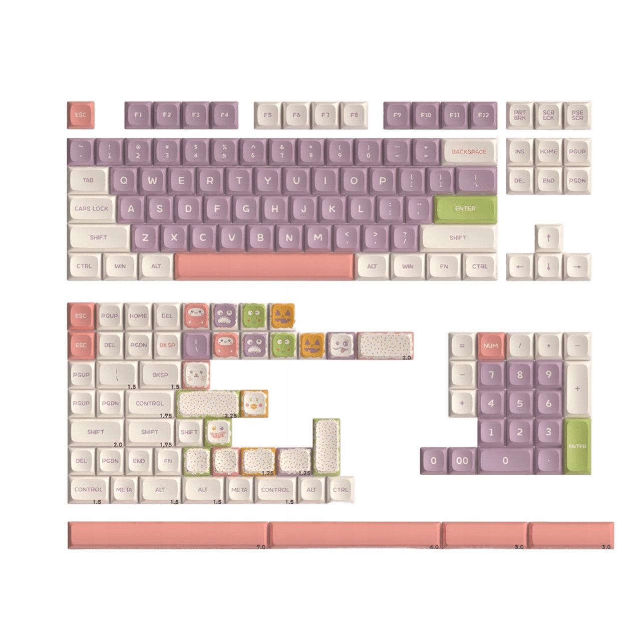 KeyTok Keycaps Pbt – Klávesy pro mechanickou klávesnici Sweet Monster Kda