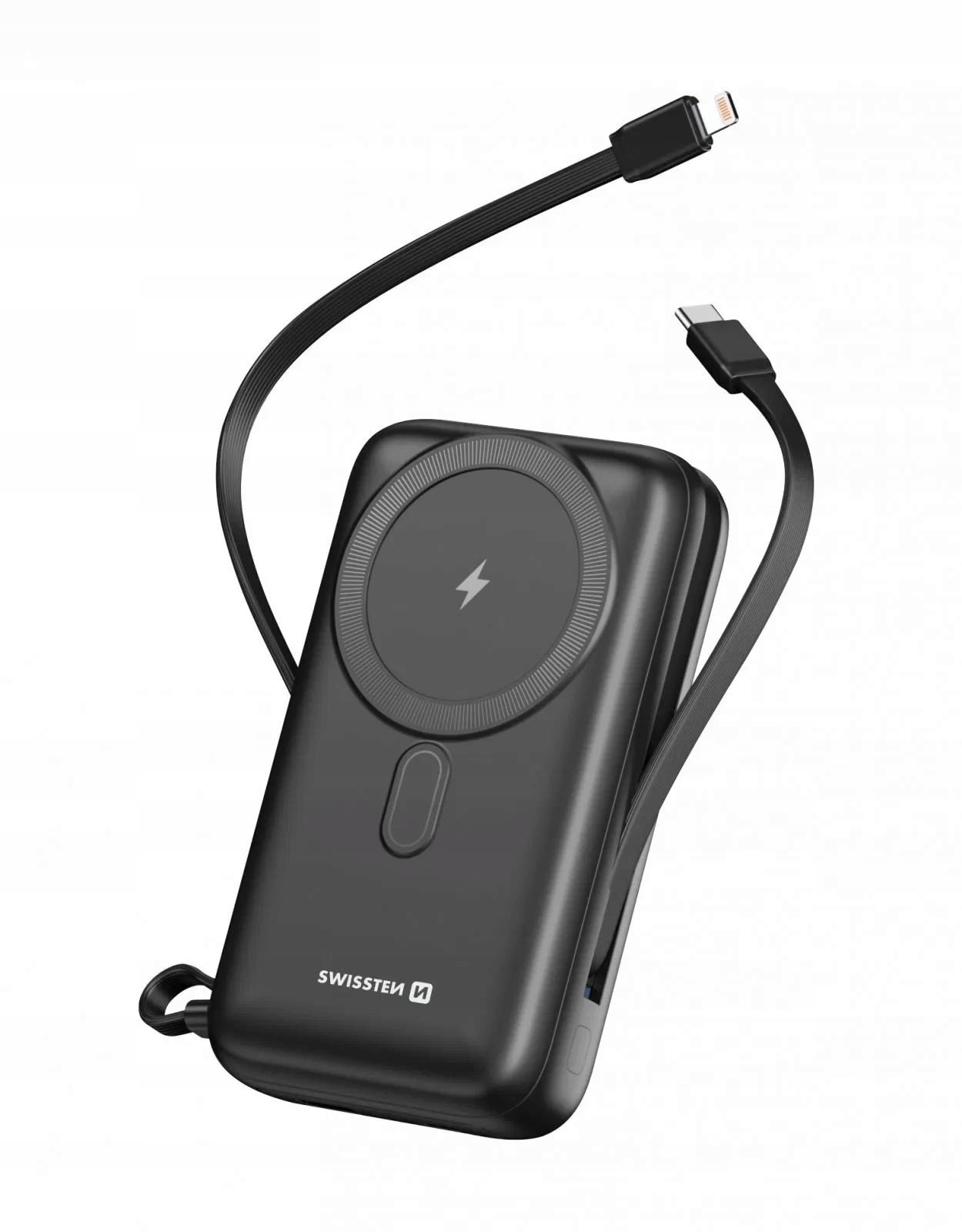 Swissten Power Bank 20000 mAh Pd 20W s integrovanými káblami Usb-c a Lightni