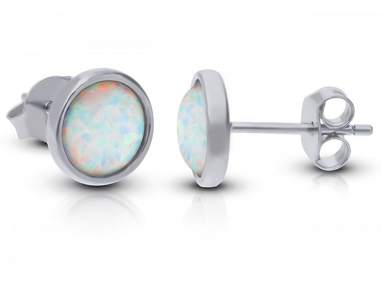

Kolczyki srebrne z opalem białym sztyft pr.925