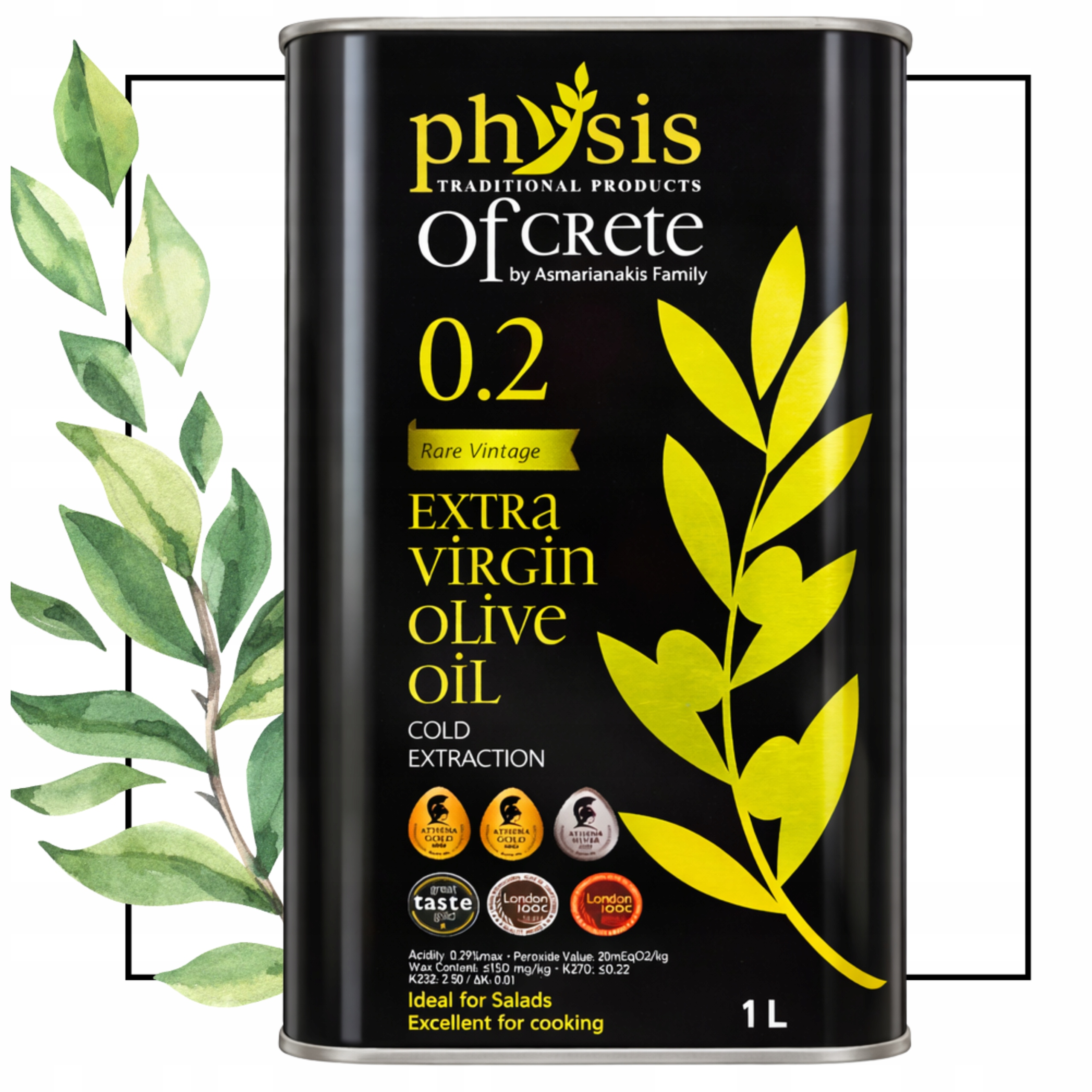 Levně Extra Panenský Olivový Olej 1 L Řecký 0,2 Physis Of Crete Lisovaná Za Studena