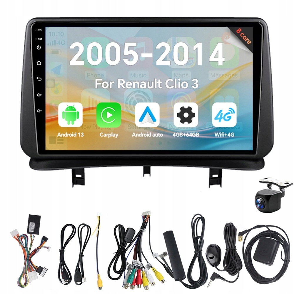 2Din Android 13 autorádio pro Renault Clio 3 2005-2014 4G 64G Carplay Gps