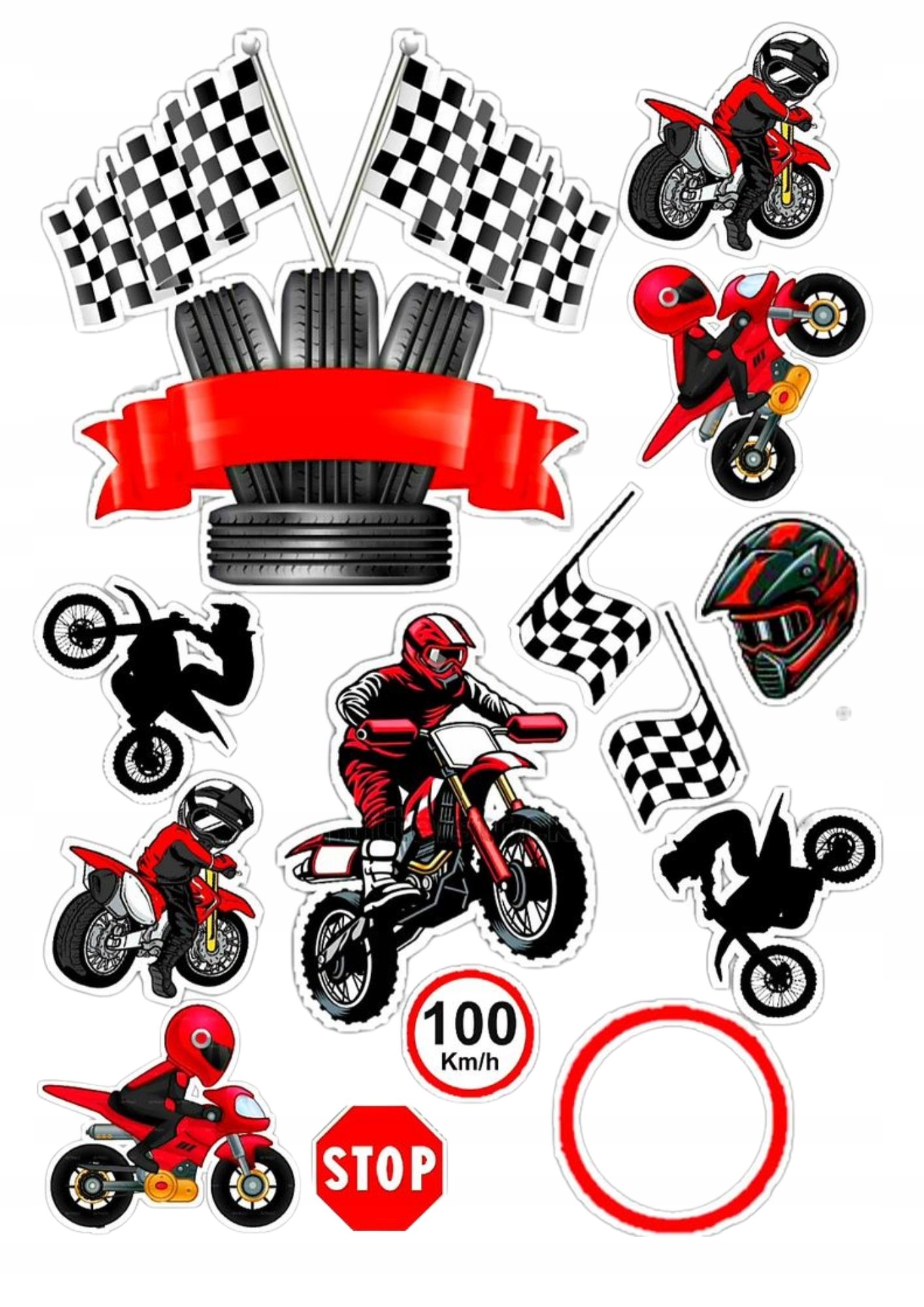 Wydruk na masie cukrowej Motocykl crosowy