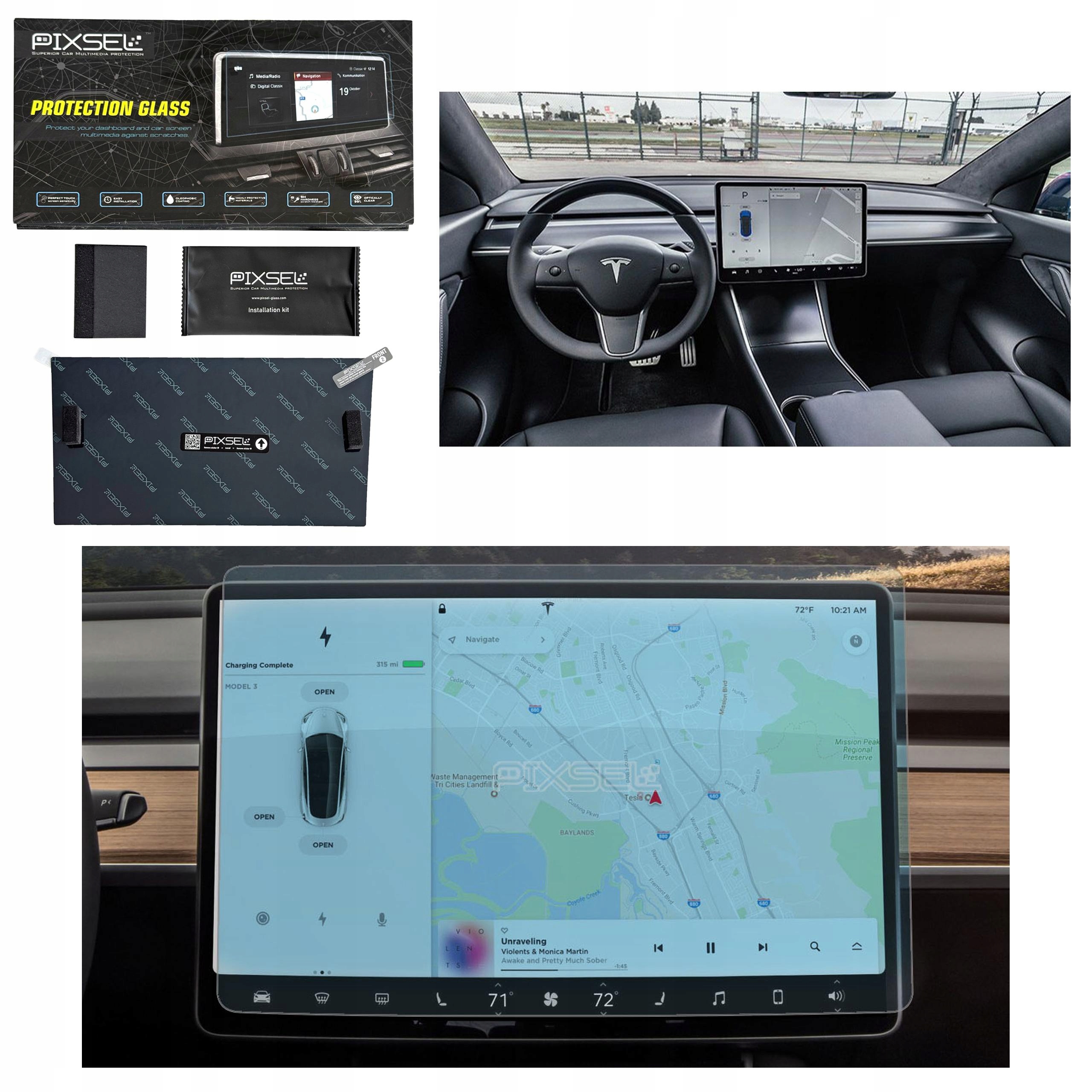 Antyodciskowe Matowe Szkło Ochronne Tesla Model Y-16.4“ 2020-2024