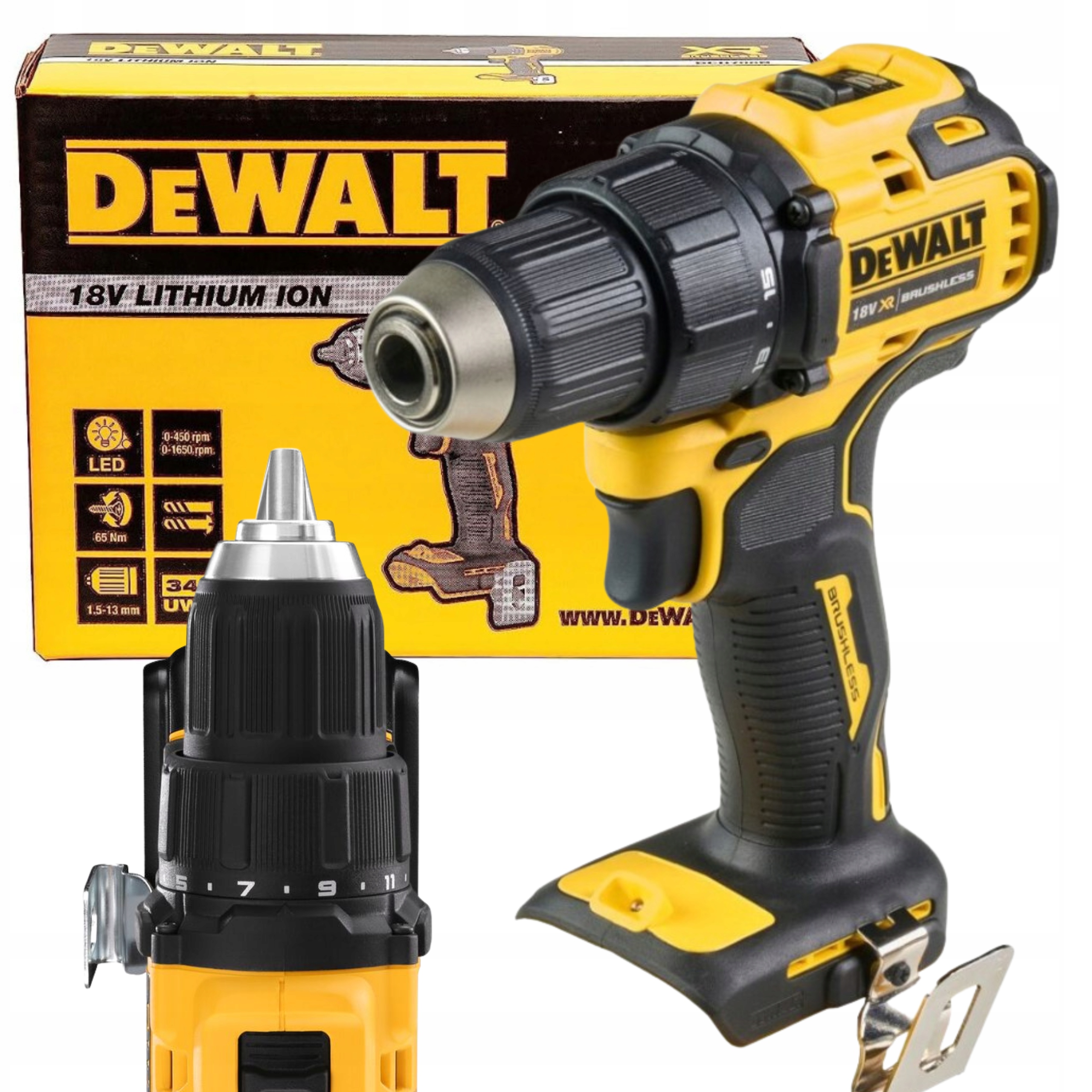 Aku Vrtačka Bezkartáčový 2 Rychlostní Led 18V 65Nm Dewalt DCD708N