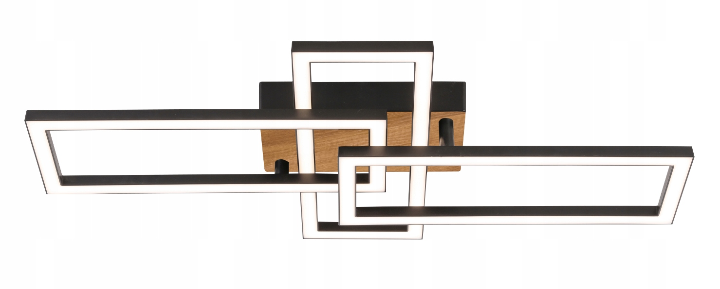 Plafon Lampa Sufitowa Alma 3 prostokąty drewno