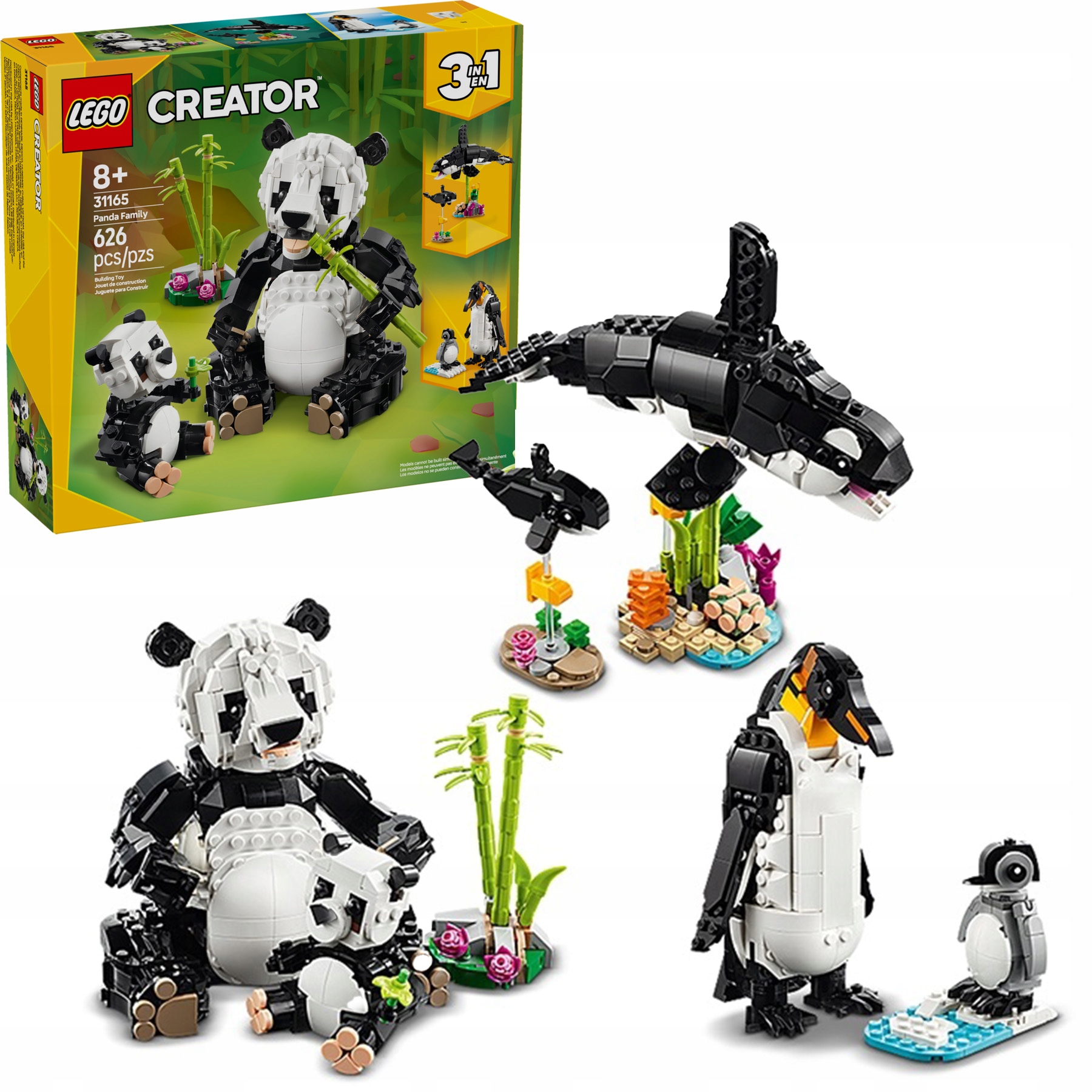Lego Creator 3v1 Divoká zvířata rodina Pand Kosatky Tučňák a mládě 31165